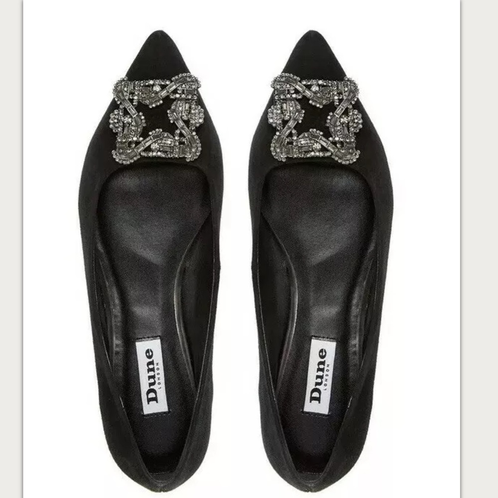 NEW Dune Briella Embellished Toe Point Flat Plump